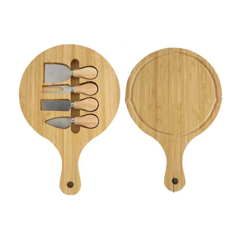 Eco-Friendly Bamboo Cutting Board With Handle Pizza Serving Boards For Cheese Fruit Meat Vegetable