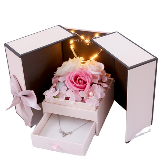 Soap rose gift box Jewelry earrings a week lipstick necklace gift box Valentine's Day