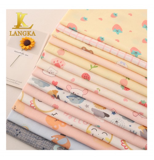 Langka high quality combed 100% organic cotton single jersey knitted anti bacterial printed fabric