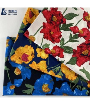 Custom Print Big Flower Liberty London Fabric Cotton Quilting Fabric For Skirt