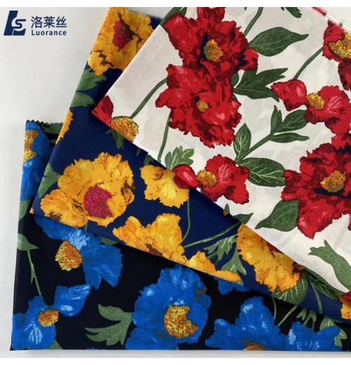 Custom Print Big Flower Liberty London Fabric Cotton Quilting Fabric For Skirt