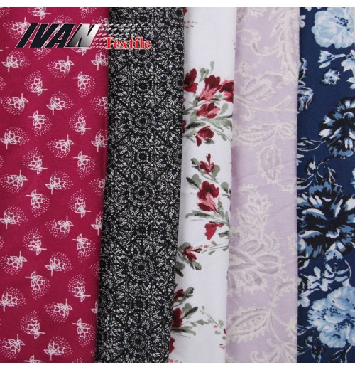 Floral pattern custom rayon cotton plain sustainable luxury single printed jersey knit fabric for dress