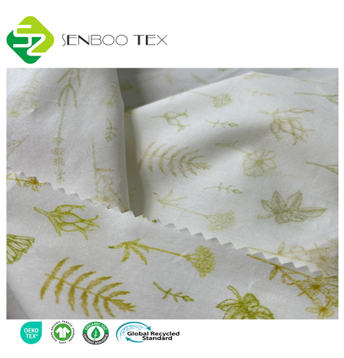 Hot Sale 100% Organic Cotton Poplin Lightweight Garden Flower Printed Fabric for DIY Clothing Sleepwear Loungewear