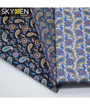 Skygen custom plain weave soft 100% cotton paisley printed fabric for shirt