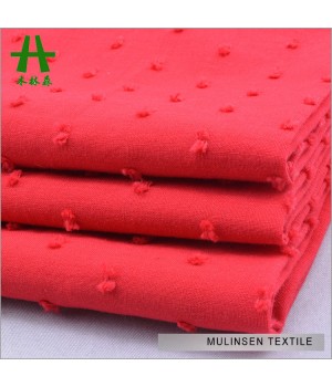 Mulinsen Textile Reactive Dyeing 60s Cotton Voile Swiss Dots Red Color Fabric