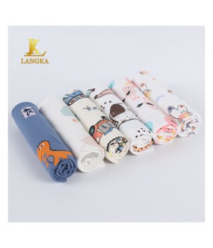 Langka organic printed 100% cotton jersey knit kids children's interlock fabric for customization baby bedding wholesale