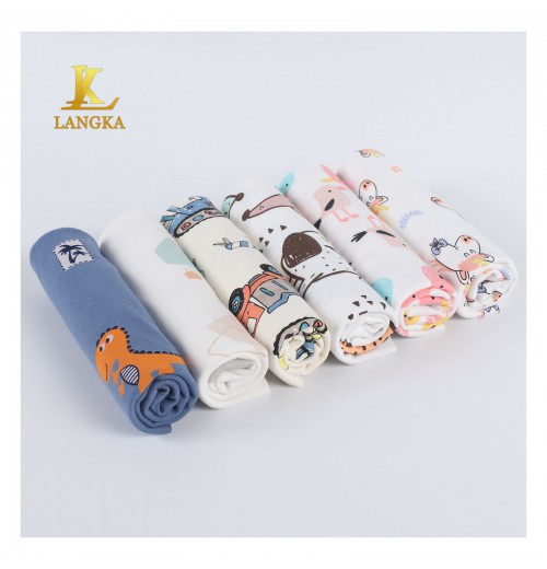 Langka organic printed 100% cotton jersey knit kids children's interlock fabric for customization baby bedding wholesale