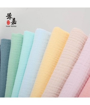 High quality pure 100%cotton eco-friendly double layer soft baby crinkle crepe gauze fabric for children