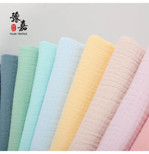 High quality pure 100%cotton eco-friendly double layer soft baby crinkle crepe gauze fabric for children